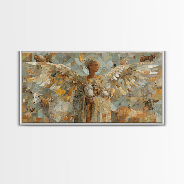 Phoenix Rising in Gold and Crimson Flames Framed Canvas Print, Fantasy Art, Home Decor, Living Room Decor, Fine Art, Mythic, FAN-2x1-1