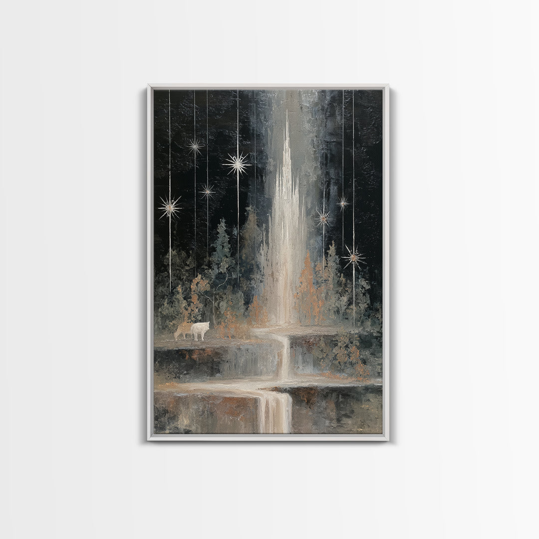 Giant Tree City Filled Framed Canvas Print, Fantasy Art, Painting, Living Room Decor, Abstract Art, Mythic, Gothic Art, FAN-2x3-17