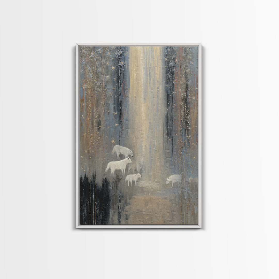 Faerie Market under Giant Mushrooms Framed Canvas Print, Fantasy Art, Wall Art, Living Room Decor, Abstract Art, Mythic, FAN-2x3-47