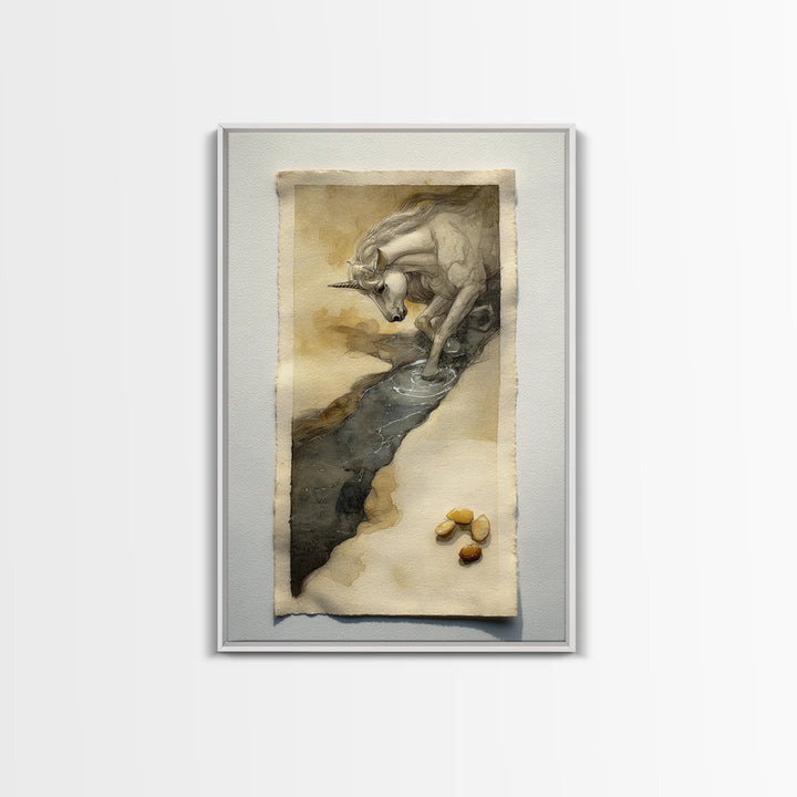 Sea Serpent Beneath a Stormy Ship Silhouette Framed Canvas Print, Fantasy Art, Room Decor, Living Room Decor, Oil Painting, FAN-2x3-51