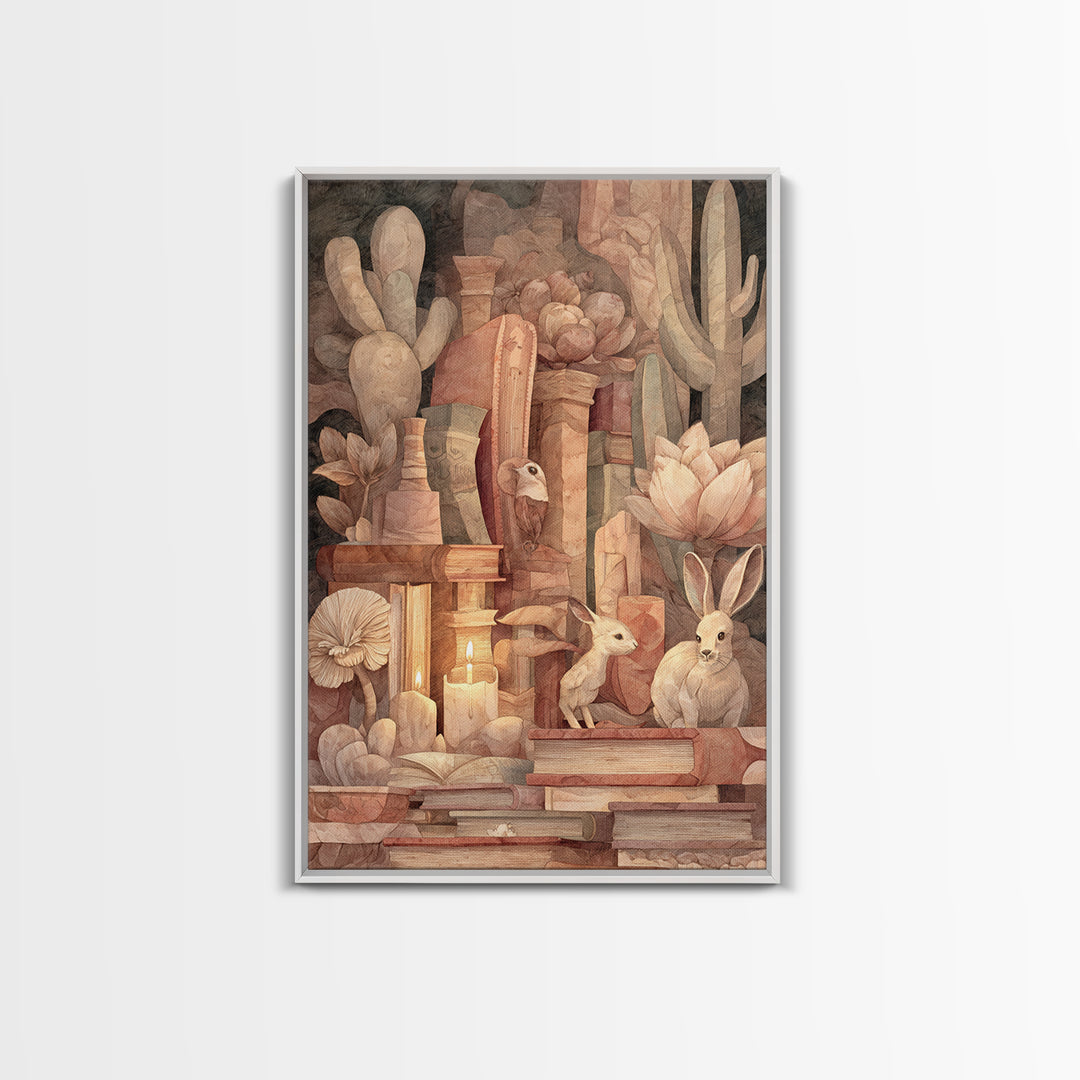Mermaid Lagoon with Bioluminescent Water Framed Canvas Print, Fantasy Art, Room Decor, Living Room Decor, Fine Art, Mythic, FAN-2x3-64