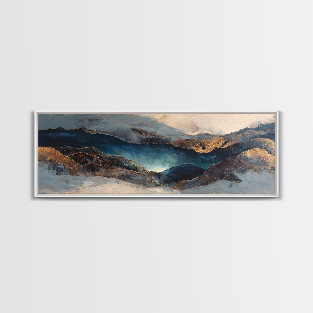 Dwarven Forge with Molten Gold Glow Framed Canvas Print, Fantasy Art, Home Decor, Living Room Decor, Fine Art, Mythic, FAN-3x1-10