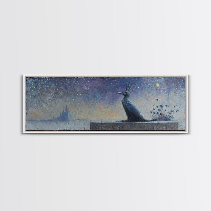 Armored Knight Facing a Glowing Portal Framed Canvas Print, Fantasy Art, Wall Decor, Living Room Decor, Oil Painting, Mythic, FAN-3x1-47
