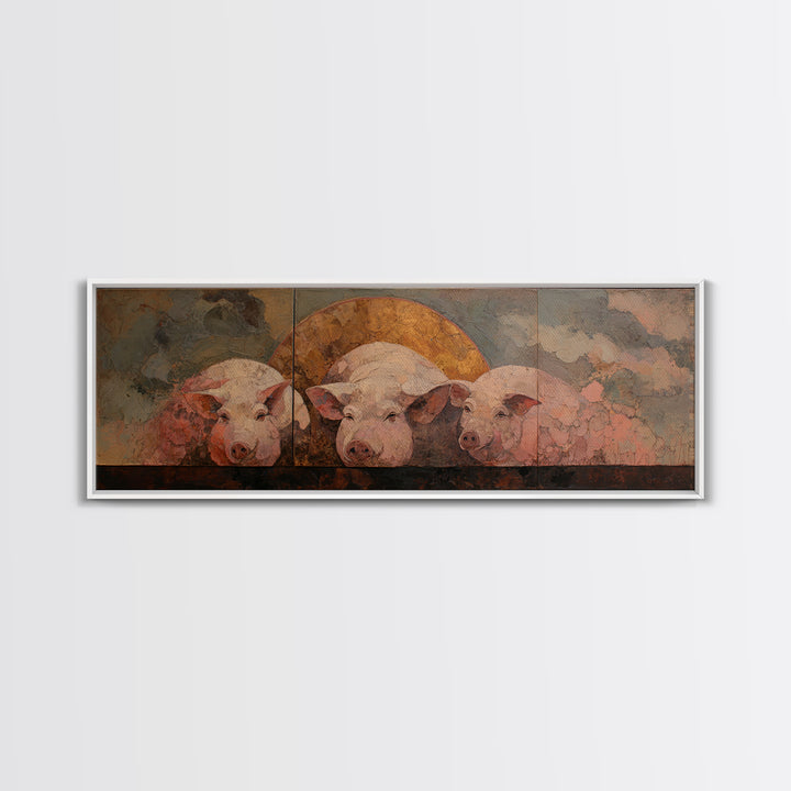 Faerie Market under Giant Mushrooms Framed Canvas Print, Fantasy Art, Contemporary Art, Living Room Decor, Fine Art, Mythic, FAN-3x1-55