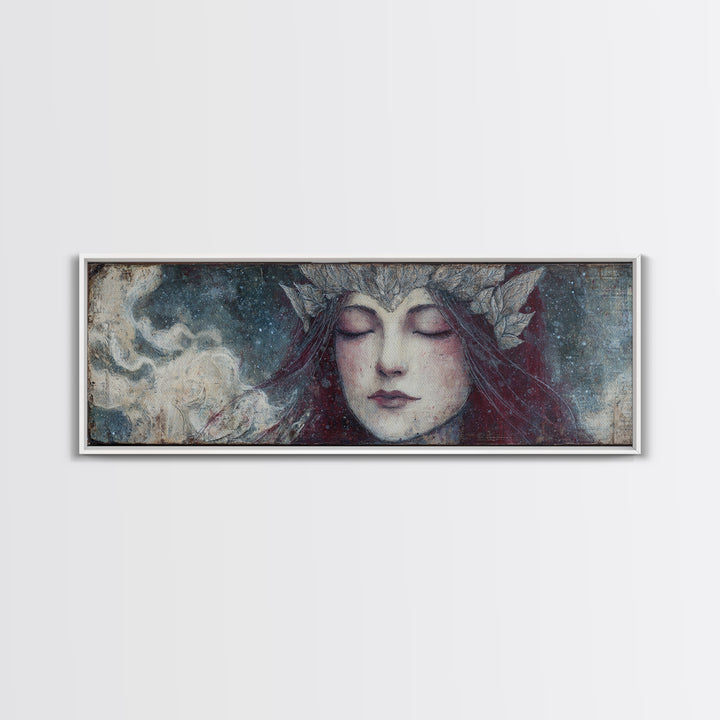 Angelic Warrior with Radiant Wings Framed Canvas Print, Fantasy Art, Room Decor, Living Room Decor, Fine Art, Mythic, FAN-3x1-63