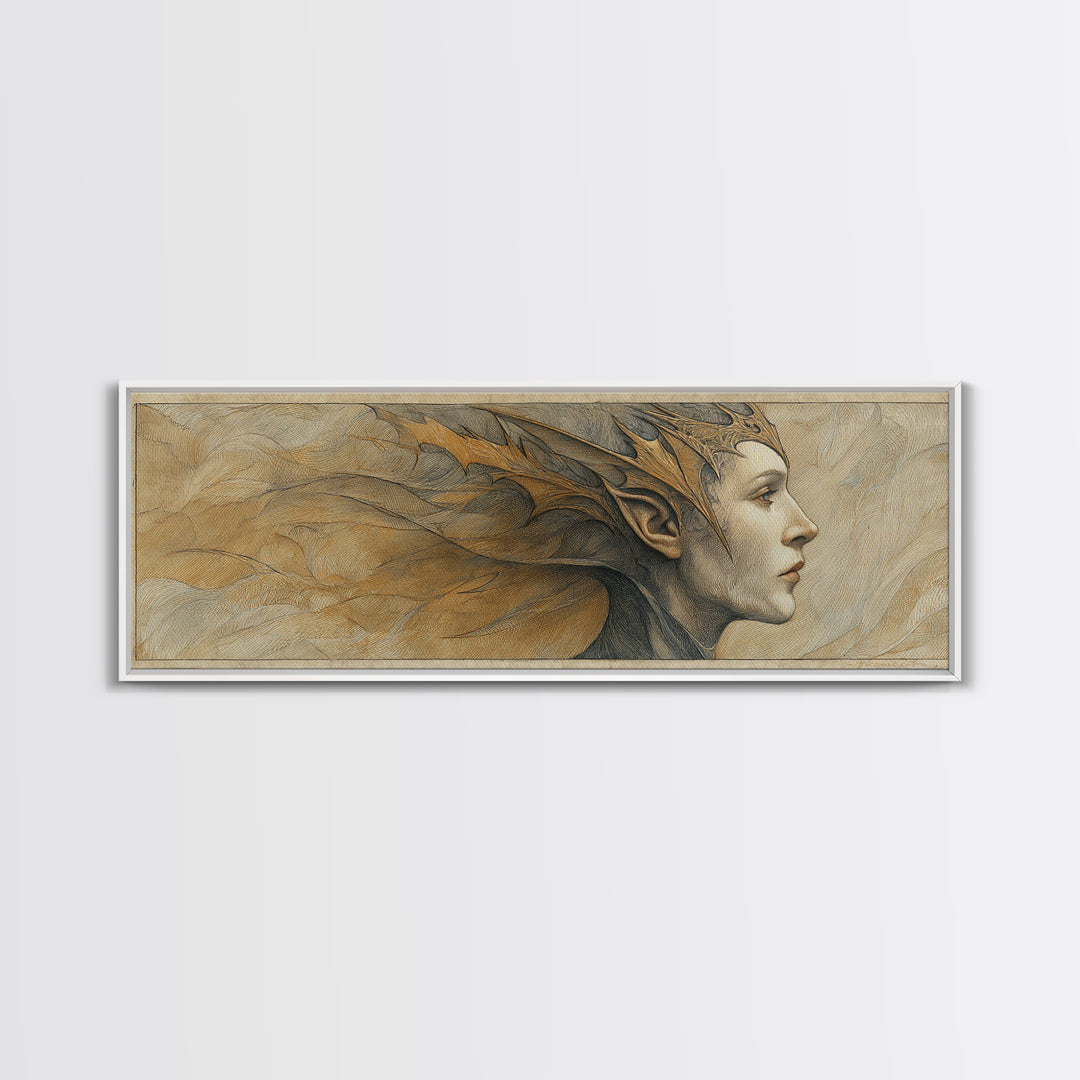 Phoenix Rising in Gold and Crimson Flames Framed Canvas Print, Fantasy Art, Large Art Print, Living Room Decor, Mythic, FAN-3x1-69