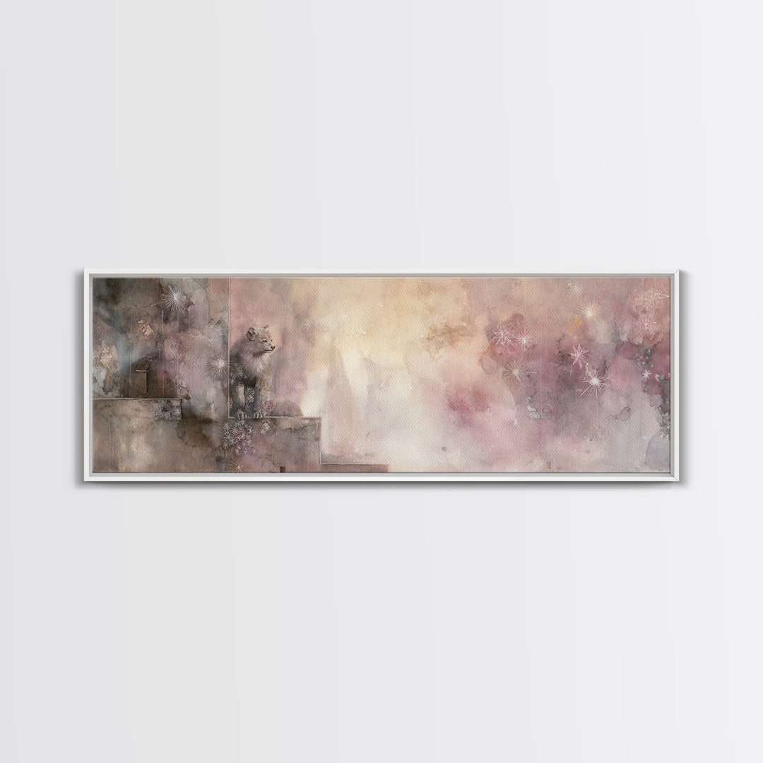 Armored Knight Facing a Glowing Portal Canvas Print, Fantasy Art, Art Nouveau, Living Room Decor, Mythic, Fantasy Wall Art, FAN-3x1-71