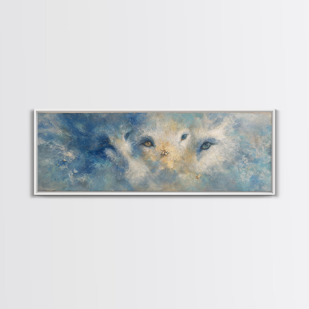 Forest Spirit with Antlers and Glowing Eyes Canvas Print, Fantasy Art, Home Decor, Living Room Decor, Oil Painting, Mythic, FAN-3x1-76