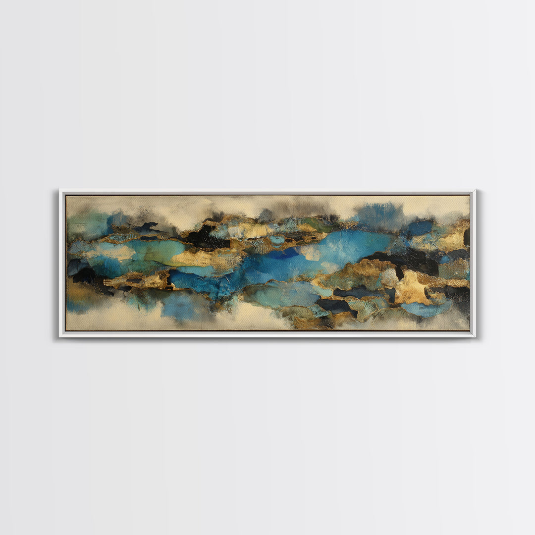 Dwarven Forge with Molten Gold Glow Framed Canvas Print, Fantasy Art, Boho Wall Art, Living Room Decor, Fine Art, Mythic, FAN-3x1-82