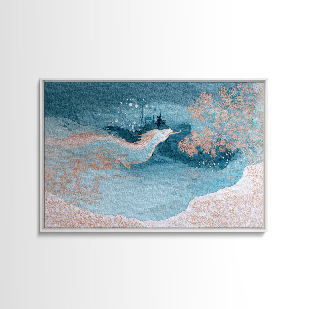 Armored Knight Facing a Glowing Portal Framed Canvas Print, Fantasy Art, Acrylic Painting, Living Room Decor, Fine Art, Mythic, FAN-3x2-35