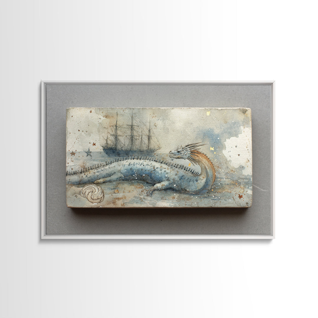 Ancient Map Landscape Framed Canvas Print, Fantasy Art, Final Fantasy Art, Living Room Decor, Watercolor Art, Mythic, FAN-3x2-41