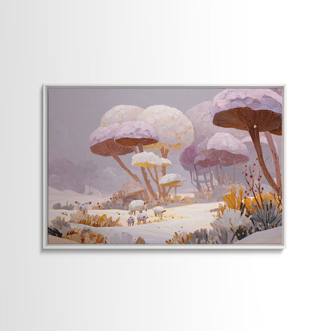 Crystal Cave with Luminous Blue Reflections Framed Canvas Print, Fantasy Art, Dragon Art, Living Room Decor, Oil Painting, FAN-3x2-82