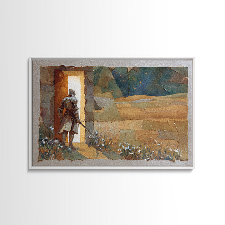 Griffin Perched on a Castle Wall Framed Canvas Print, Fantasy Art, Fairy Art, Living Room Decor, Mythic, Gallery Decor, FAN-3x2-86