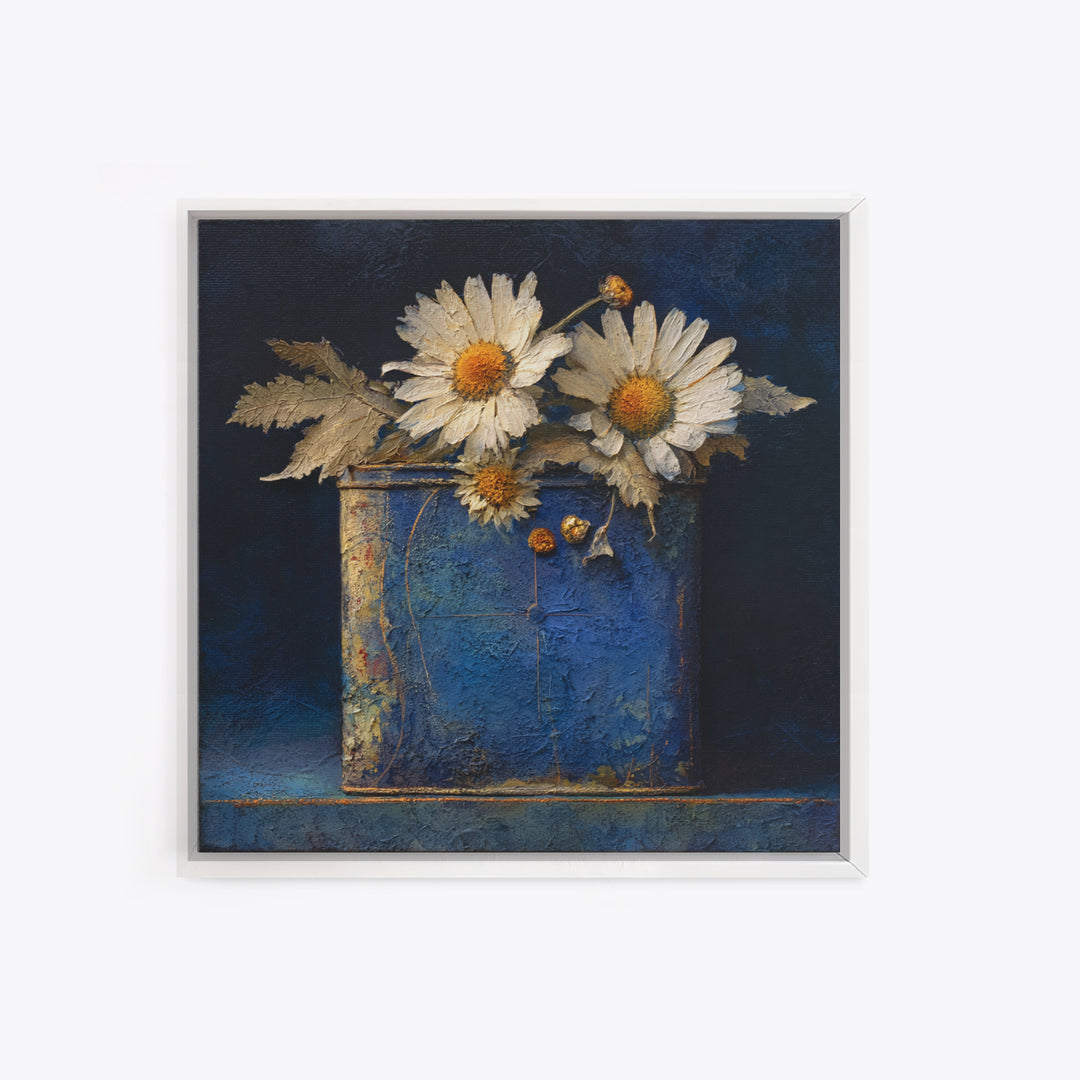 Weathered Horseshoe and Wildflowers Framed Canvas Print, Farmhouse Art, Gallery Wall, Farmhouse Decor, Oil Painting, Harvest, FAR-1x1-21