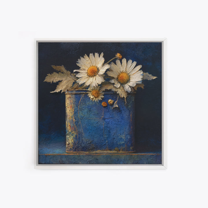 Weathered Horseshoe and Wildflowers Framed Canvas Print, Farmhouse Art, Gallery Wall, Farmhouse Decor, Oil Painting, Harvest, FAR-1x1-21