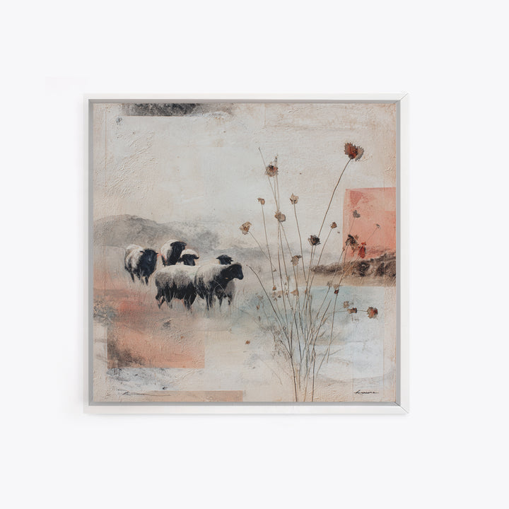 Rustic Barn in Golden Field Light Canvas Print, Farmhouse Art, Landscape Painting, Farmhouse Decor, Fine Art, Harvest, FAR-1x1-26