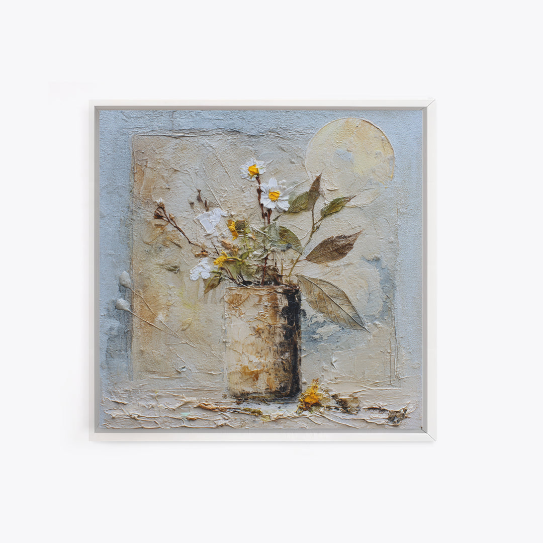 Chicken Family in a Garden Patch Framed Canvas Print, Farmhouse Art, Botanical Art, Farmhouse Decor, Oil Painting, Harvest, FAR-1x1-63