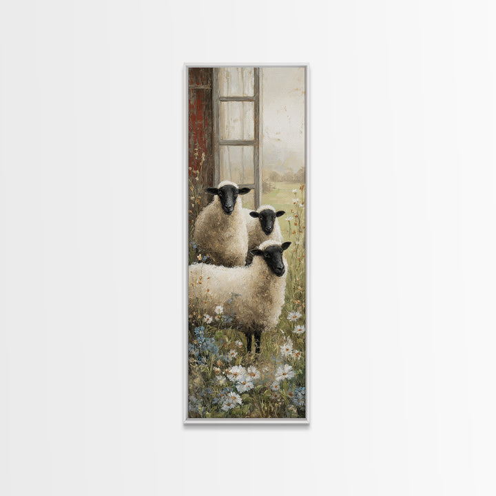 Black and White Sheep Framed Canvas Print, Farmhouse Art, Luxury Decor, Farmhouse Decor, Fine Art, Harvest, Art Prints, FAR-1x3-20