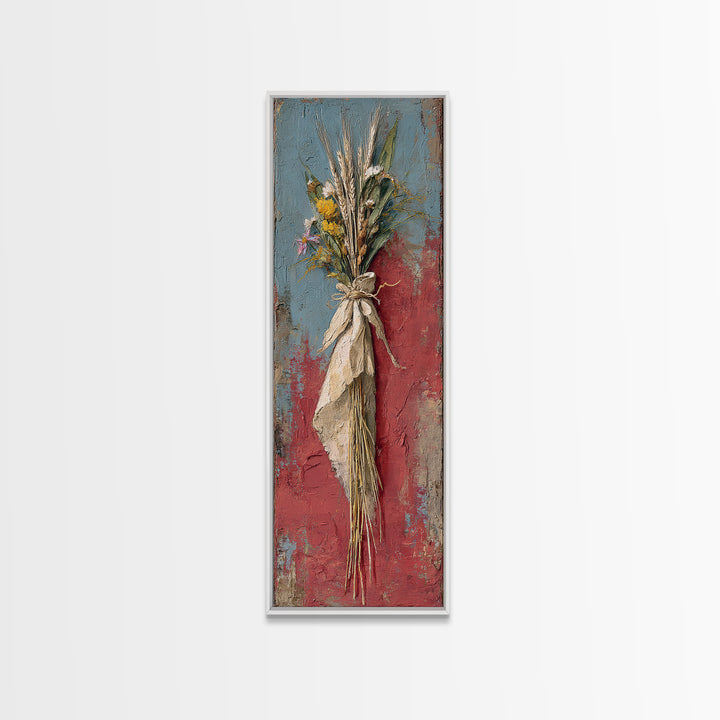 Wheat Bundle Tied Canvas Print, Farmhouse Art, Botanical Prints, Farmhouse Decor, Fine Art, Harvest, Statement Artwork, FAR-1x3-22