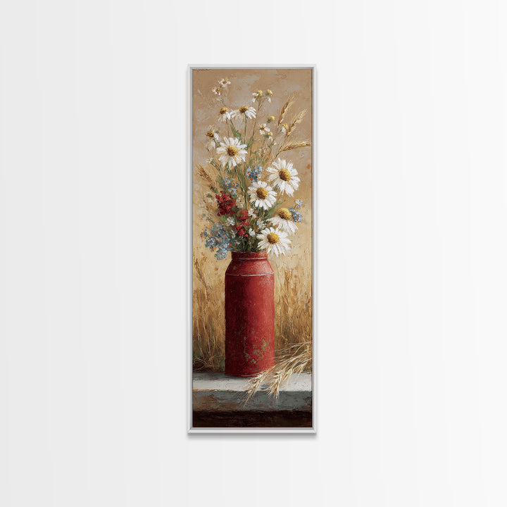 Old Milk Can Framed Canvas Print, Farmhouse Art, Art Print, Farmhouse Decor, Fine Art, Harvest, Digital Art, Printable Wall Art, FAR-1x3-24