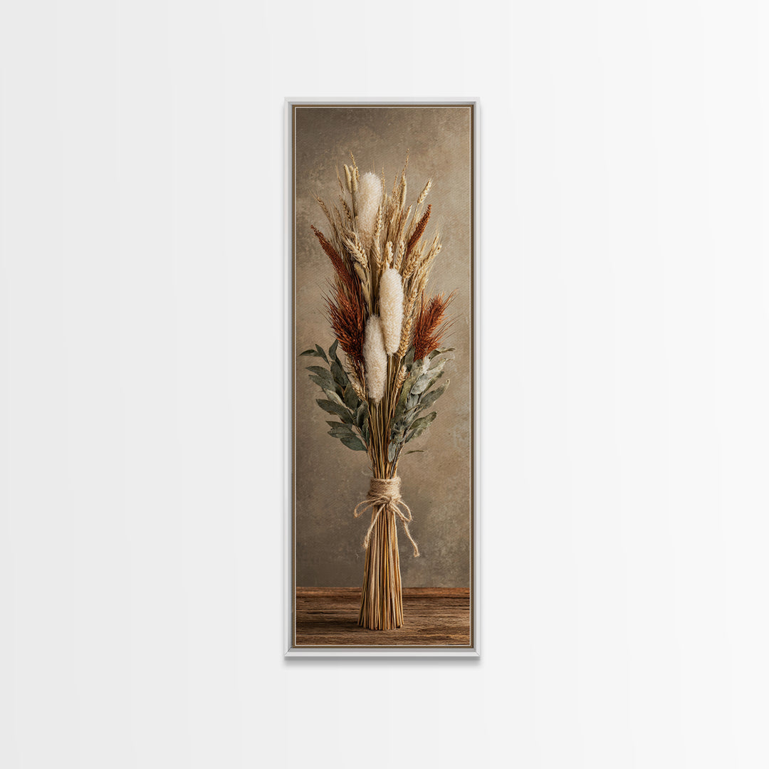 Wheat Bundle Tied Framed Canvas Print, Farmhouse Art, Landscape Art, Farmhouse Decor, Fine Art, Harvest, Textured Painting, FAR-1x3-46