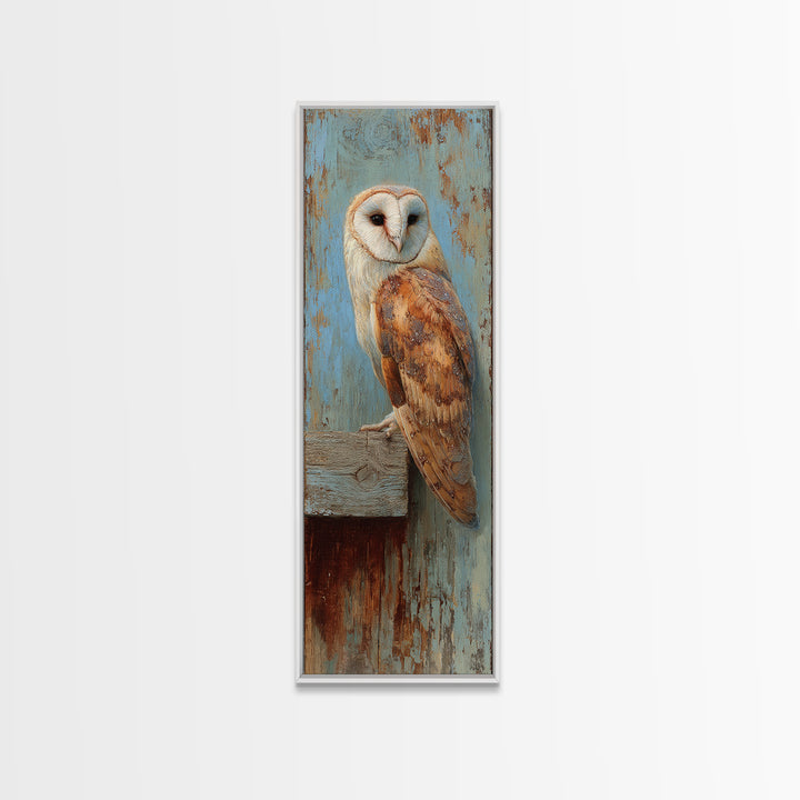 Barn Owl Perched on Aged Wood Canvas Print, Farmhouse Art, Printable Art, Farmhouse Decor, Harvest, Landscape Painting, FAR-1x3-59