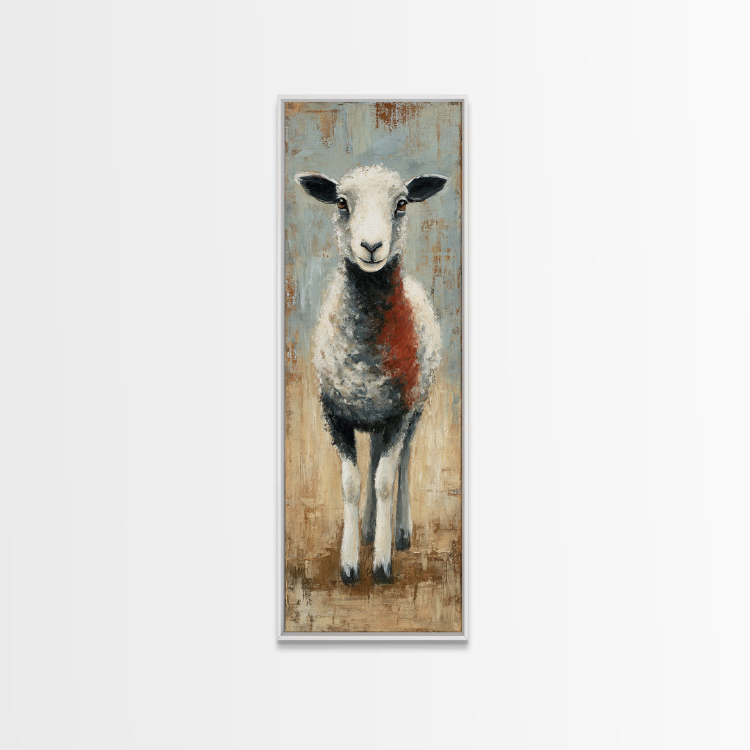 Black and White Sheep Canvas Print, Farmhouse Art, Digital Print, Farmhouse Decor, Fine Art, Harvest, Floral Wall Art, FAR-1x3-68