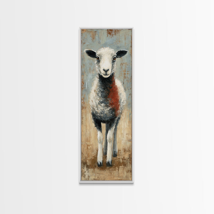 Black and White Sheep Canvas Print, Farmhouse Art, Digital Print, Farmhouse Decor, Fine Art, Harvest, Floral Wall Art, FAR-1x3-68