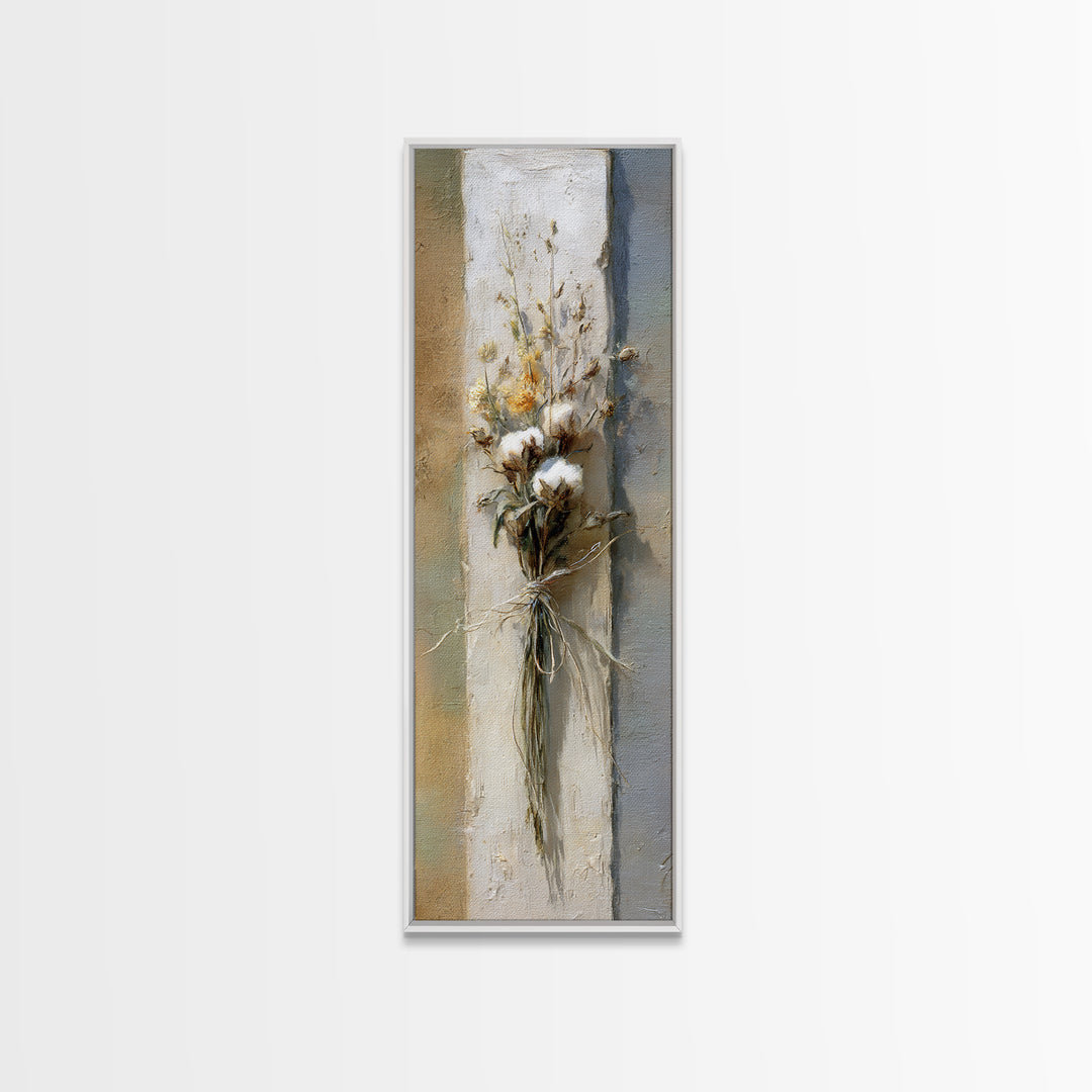 Wheat Bundle Tied Framed Canvas Print, Farmhouse Art, Landscape Art, Farmhouse Decor, Fine Art, Harvest, Textured Painting, FAR-1x3-70