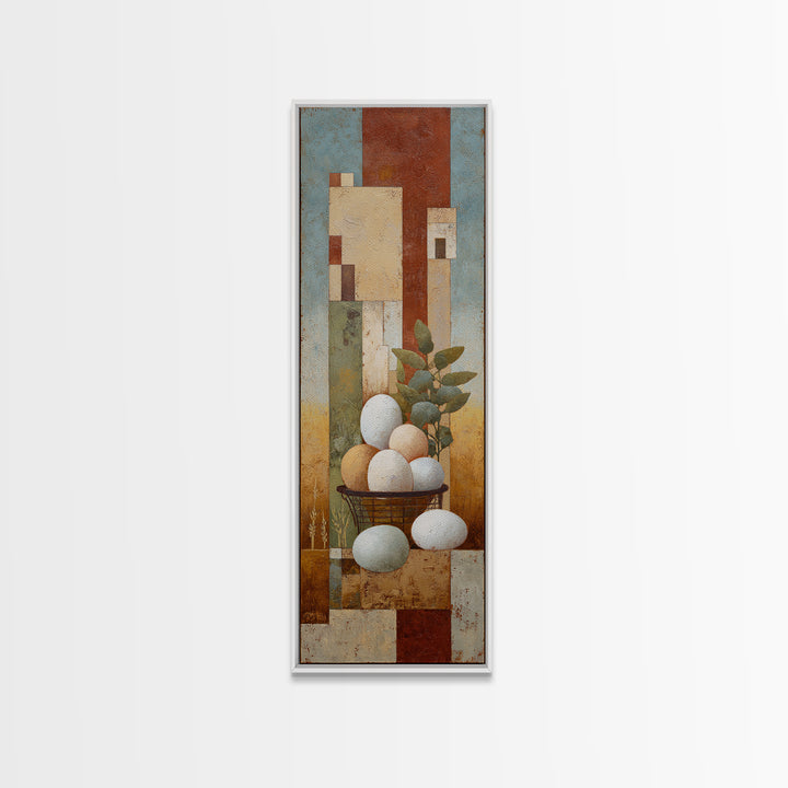 Fresh Eggs in a Wire Basket Canvas Print, Farmhouse Art, Art Print, Farmhouse Decor, Oil Painting, Harvest, Digital Art, FAR-1x3-90