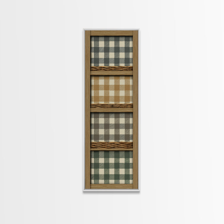 Apple Basket with Gingham Cloth Canvas Print, Farmhouse Art, Gallery Wall, Farmhouse Decor, Fine Art, Harvest, Art Print, FAR-1x3-95