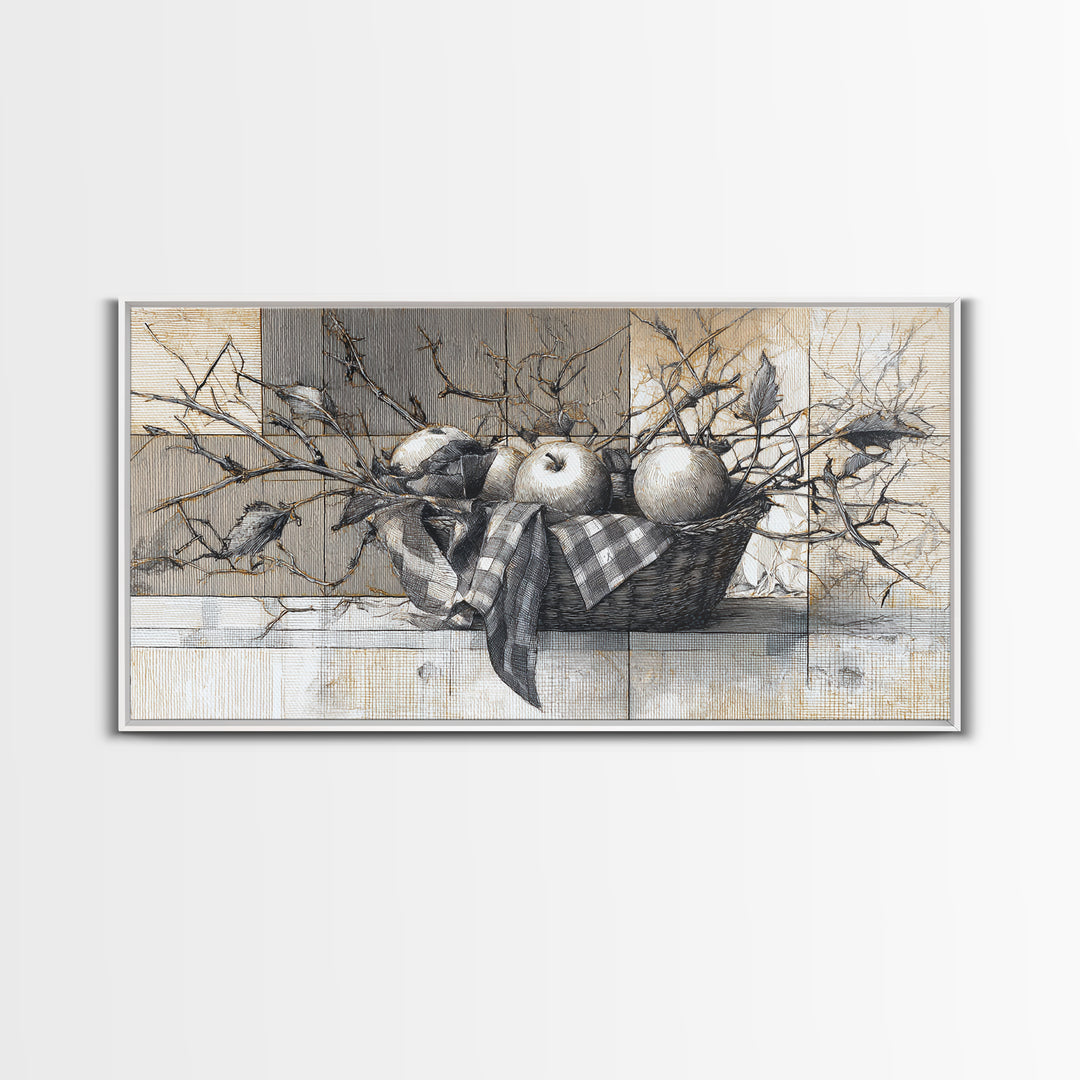 Farmhouse Wreath of Cotton Stems and Eucalyptus Framed Canvas Print, Farmhouse Art, Fine Art Print, Farmhouse Decor, Harvest, FAR-2x1-16