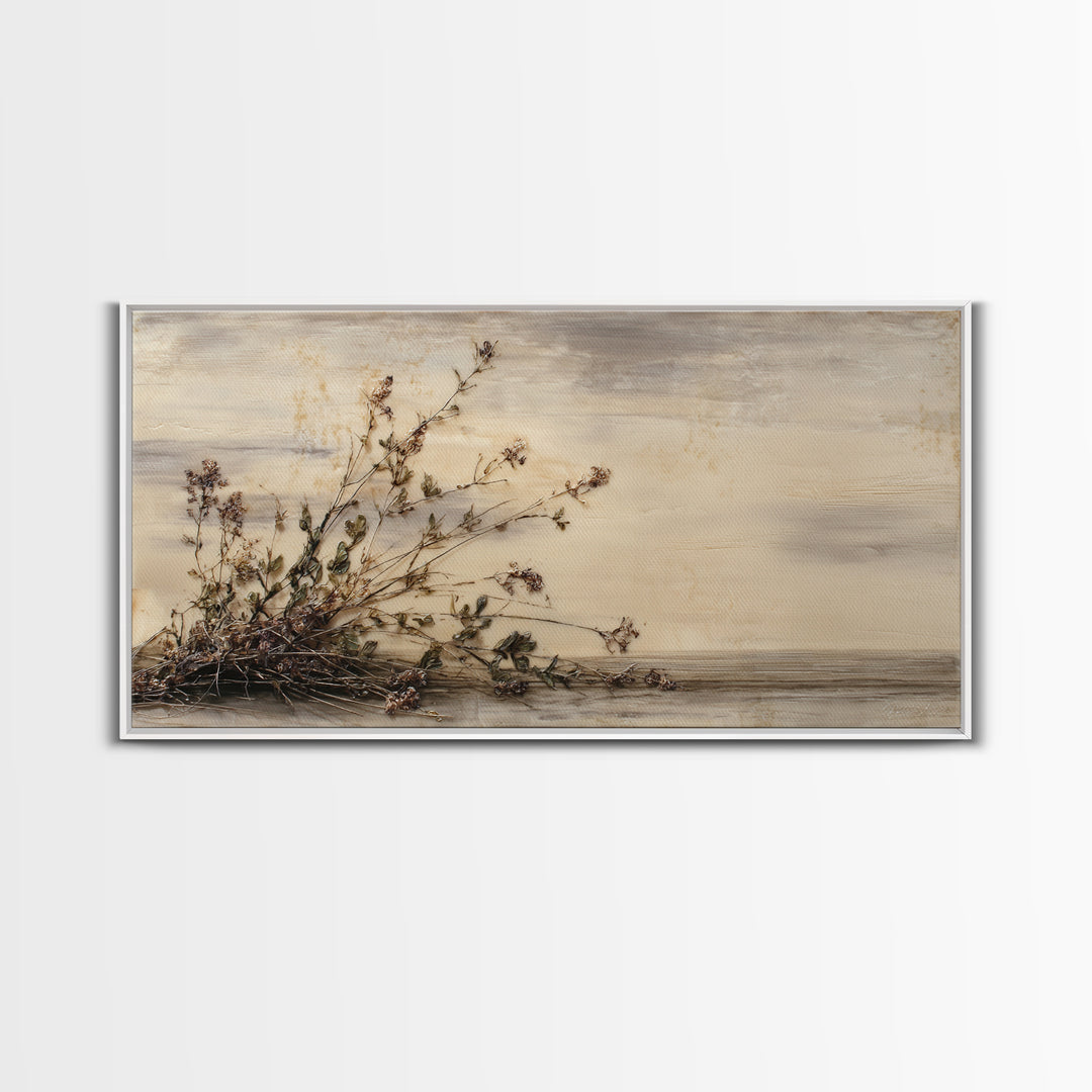 Farmhouse Wreath of Cotton Stems and Eucalyptus Framed Canvas Print, Farmhouse Art, Home Decor, Farmhouse Decor, Harvest, FAR-2x1-40