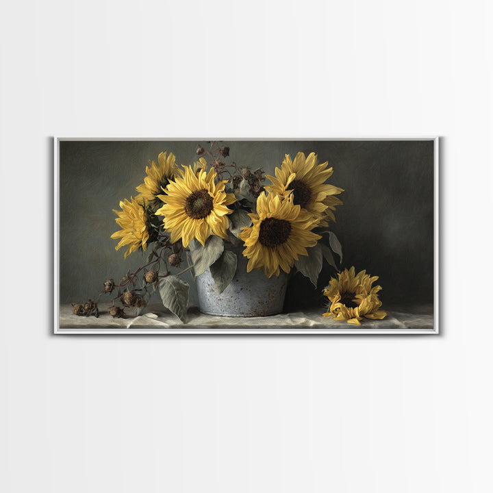 Old Milk Can Framed Canvas Print, Farmhouse Art, Digital Prints, Farmhouse Decor, Fine Art, Harvest, Watercolor Painting, FAR-2x1-56