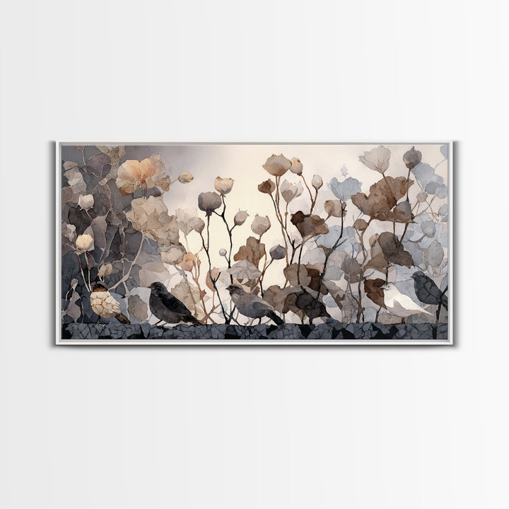 Weathered Horseshoe and Wildflowers Framed Canvas Print, Farmhouse Art, Digital Prints, Farmhouse Decor, Fine Art, Harvest, FAR-2x1-65