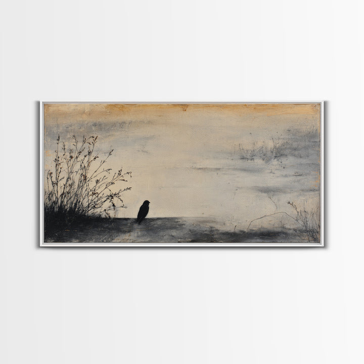 Windmill Silhouette at Sunset Framed Canvas Print, Farmhouse Art, Digital Wall Art, Farmhouse Decor, Fine Art, Harvest, FAR-2x1-85