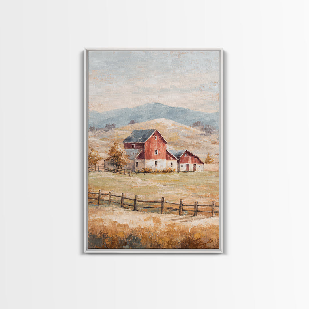 Country Landscape with Fence and Rolling Hills Canvas Print, Farmhouse Art, Printable Wall Art, Farmhouse Decor, Harvest, FAR-2x3-94
