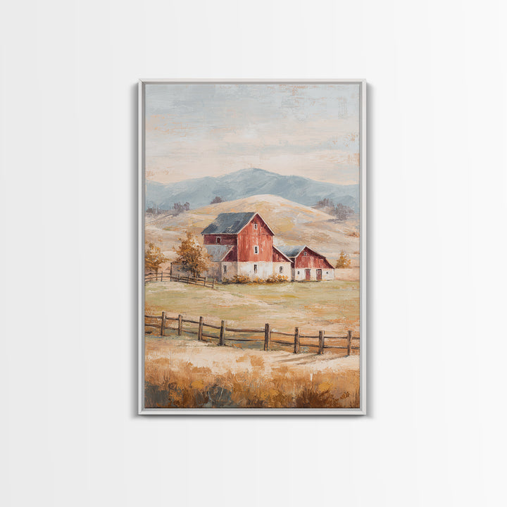 Country Landscape with Fence and Rolling Hills Canvas Print, Farmhouse Art, Printable Wall Art, Farmhouse Decor, Harvest, FAR-2x3-94