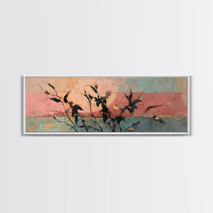 Chicken Family in a Garden Patch Framed Canvas Print, Farmhouse Art, Contemporary Art, Farmhouse Decor, Oil Painting, Harvest, FAR-3x1-55