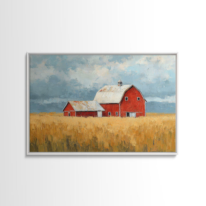 Cornfield under a Dramatic Summer Sky Framed Canvas Print, Farmhouse Art, Wall Decor, Farmhouse Decor, Fine Art, Harvest, FAR-3x2-2