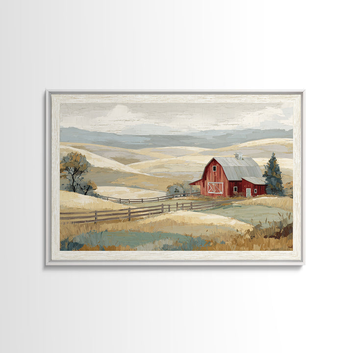 Country Landscape with Fence and Rolling Hills Canvas Print, Farmhouse Art, Farmhouse Decor, Fine Art, Harvest, Gallery Wall, FAR-3x2-42