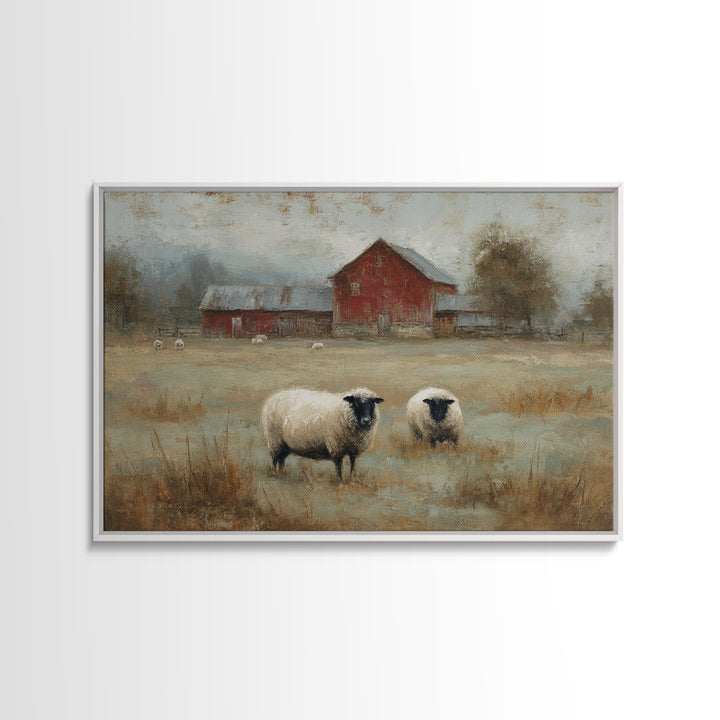 Black and White Sheep Framed Canvas Print, Farmhouse Art, Botanical Art, Farmhouse Decor, Fine Art, Harvest, Minimalist Decor, FAR-3x2-60