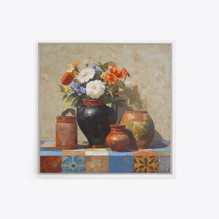 Antique Copper Pot and Flowers Still Life Canvas Print, French Country Art, French Country Decor, Farmhouse Decor, Country, FCA-1x1-24
