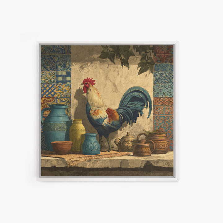 Rooster Portrait in Rustic French Palette Canvas Print, French Country Art, Botanical Prints, Farmhouse Decor, Country, FCA-1x1-26