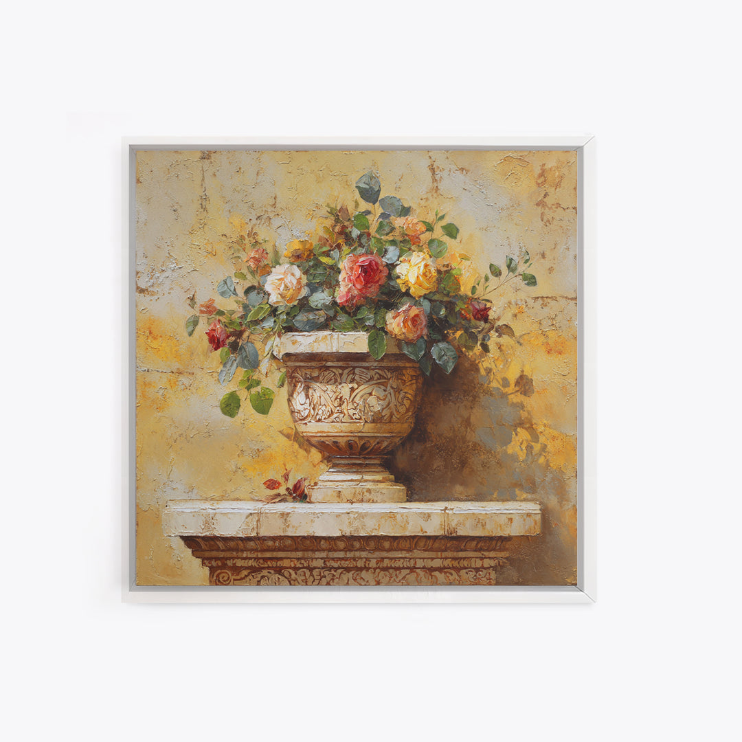 Ch Teau Garden Urn Framed Canvas Print, French Country Art, Farmhouse Wall Decor, Farmhouse Decor, Fine Art, Country, FCA-1x1-43