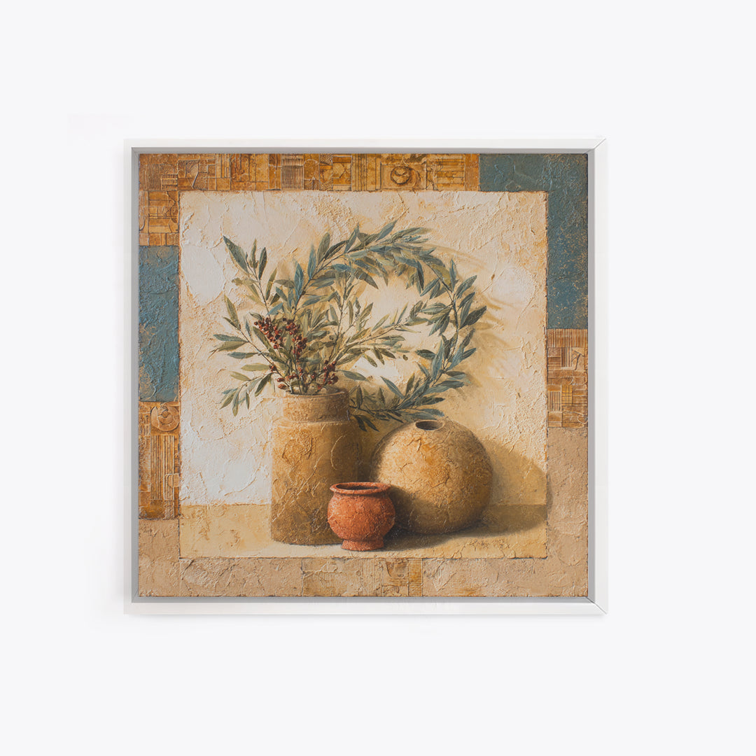 Olive Branch Wreath on Cream Ground Canvas Print, French Country Art, Farmhouse Wall Decor, Farmhouse Decor, Country, FCA-1x1-46
