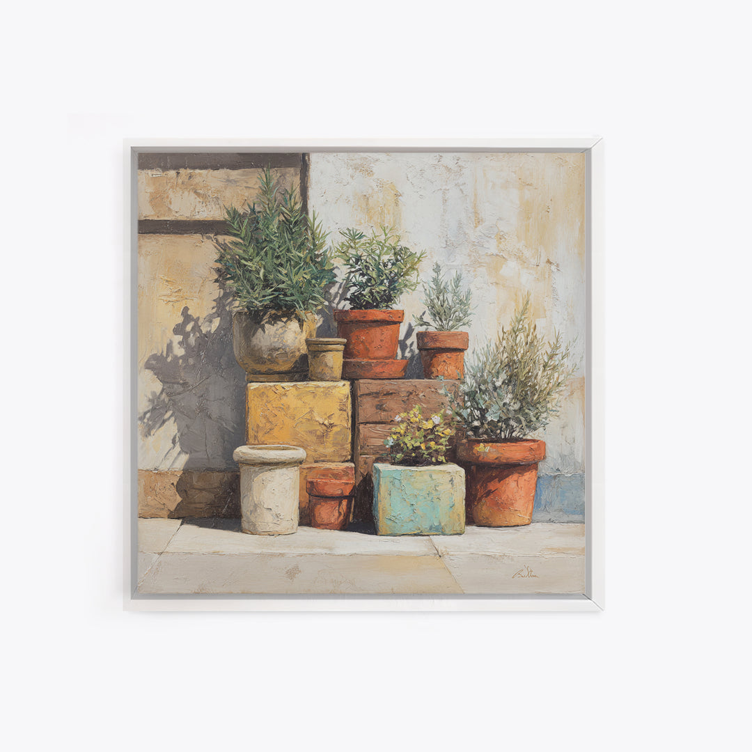 Terra Cotta Pots Canvas Print, French Country Art, Farmhouse Wall Art, Farmhouse Decor, Fine Art, Country, Boho Decor, FCA-1x1-59