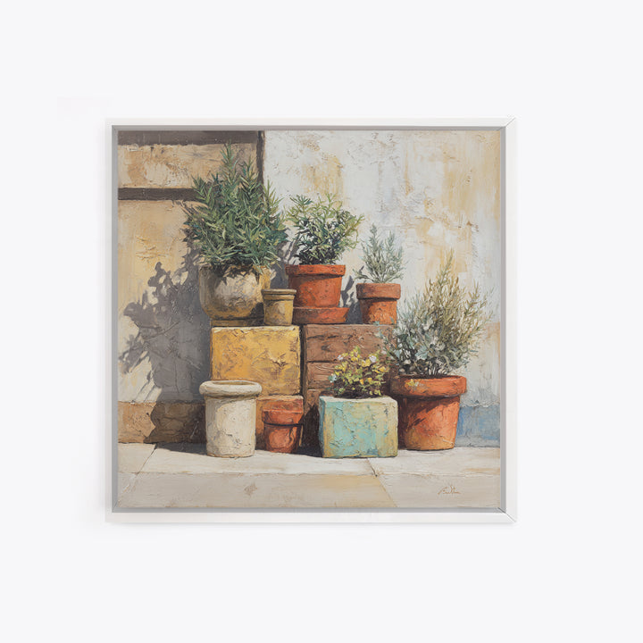 Terra Cotta Pots Canvas Print, French Country Art, Farmhouse Wall Art, Farmhouse Decor, Fine Art, Country, Boho Decor, FCA-1x1-59