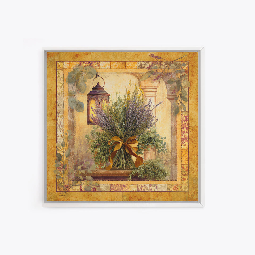 Farmhouse Kitchen Herbs Tied Framed Canvas Print, French Country Art, Digital Art Prints, Farmhouse Decor, Oil Painting, FCA-1x1-61