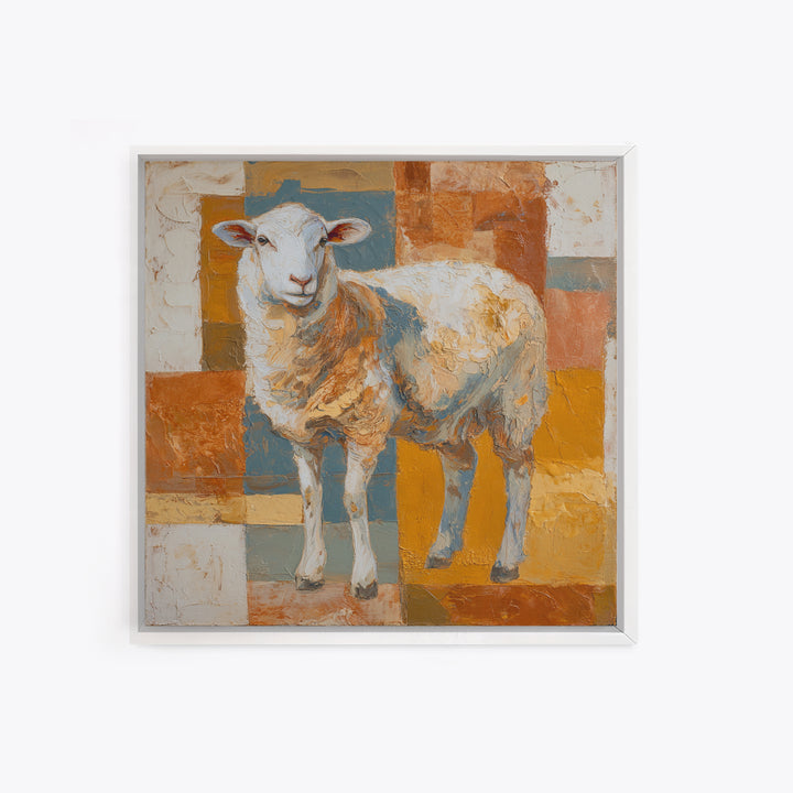 Pastoral Sheep in Rolling Countryside Framed Canvas Print, French Country Art, Floral Wall Art, Farmhouse Decor, Country, FCA-1x1-62